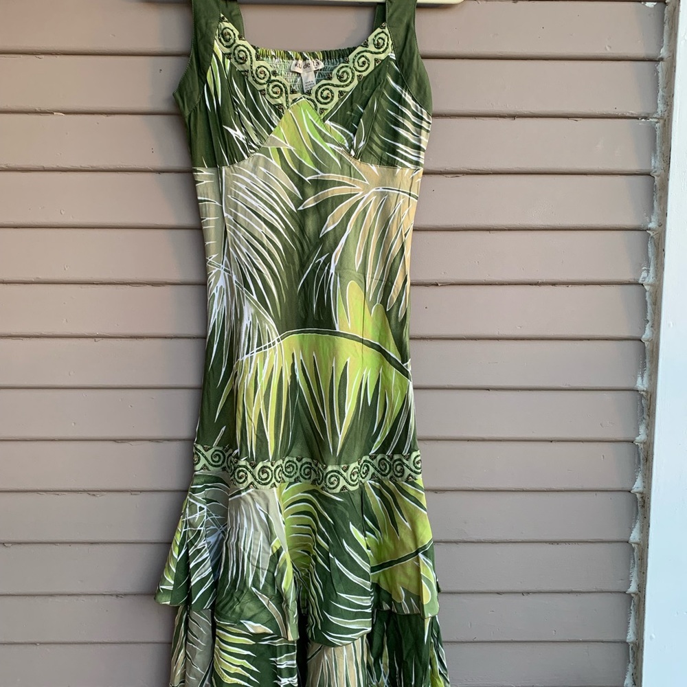 Ku De Ta Tropical Dress Womens Size small Green Small.